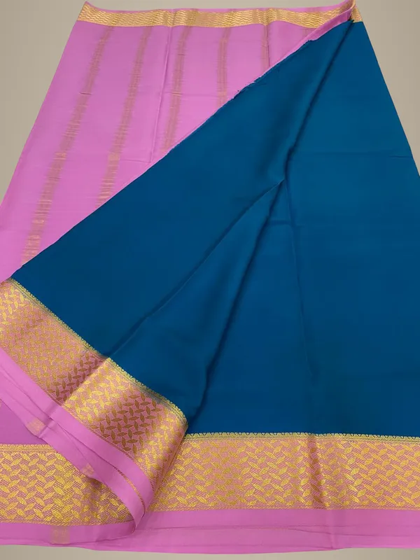 Ksic_Thickness_130_Counts_Contrast_Pallu_And_Contrast_Blouse_Pure_Mysore_Crepe_Silk_Sarees