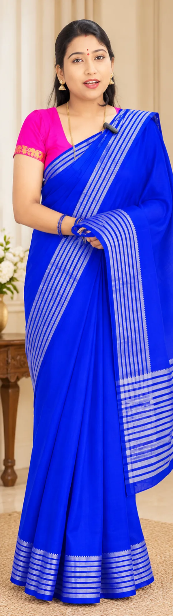 Royal_blue_semi_crepe_silk_saree