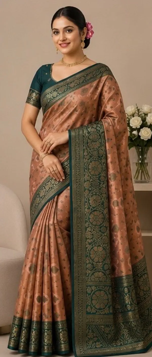 Semi_Banarasi_saree_with_embroidery_blouse