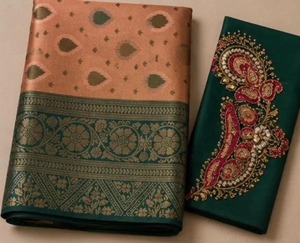 Semi_Banarasi_saree_with_embroidery_blouse