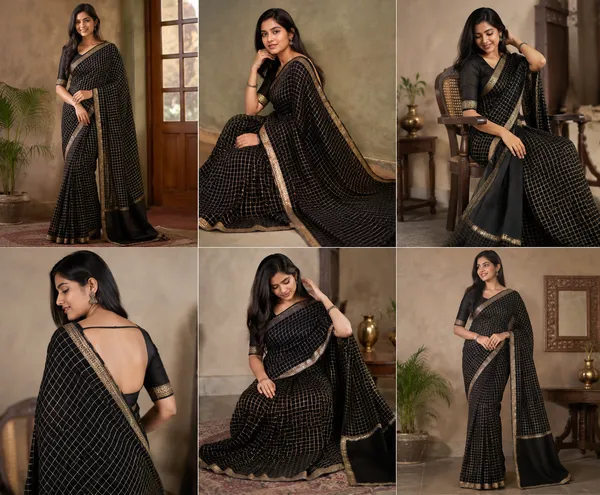 Semi_satin_border_georgette_saree