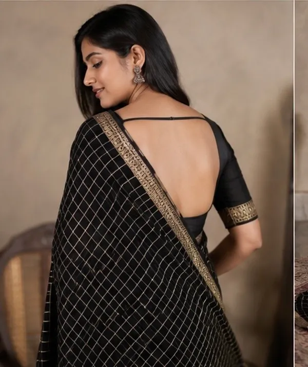 Semi_satin_border_georgette_saree