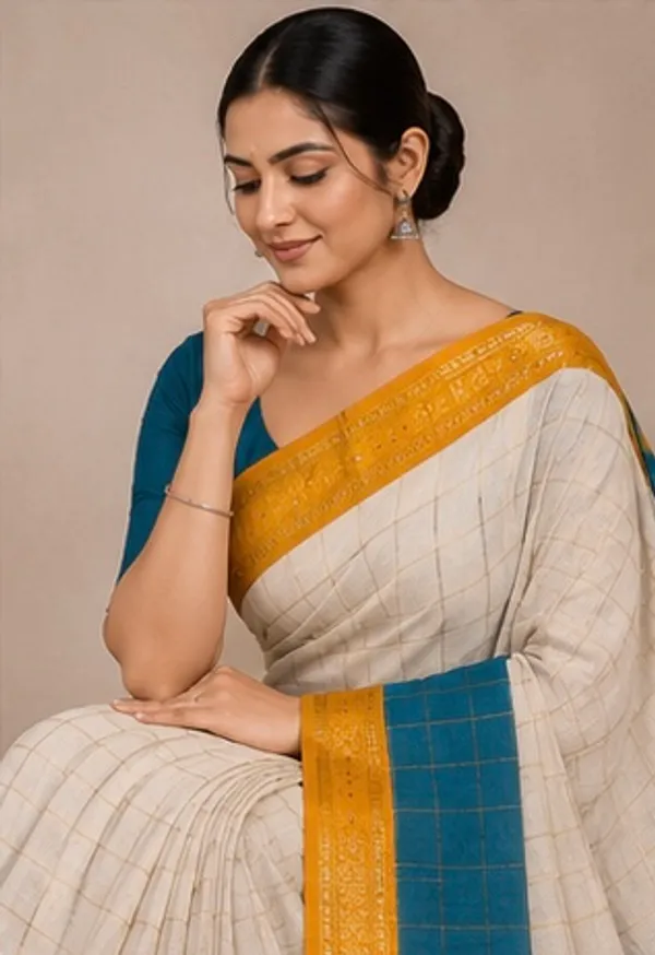 Shiffon_George_saree_with_checks