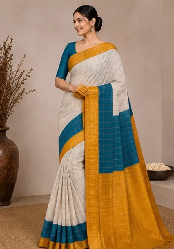 Shiffon_George_saree_with_checks