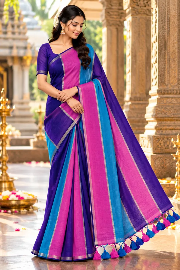 Strips_Mull_cotton_saree_