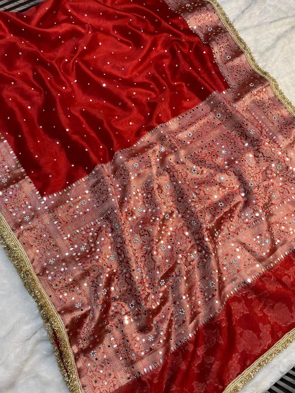 Tissue_mirror_hand_work_saree_with_lace