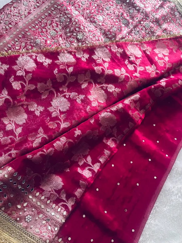 Tissue_mirror_handwork_saree_with_sabyasachi_lace