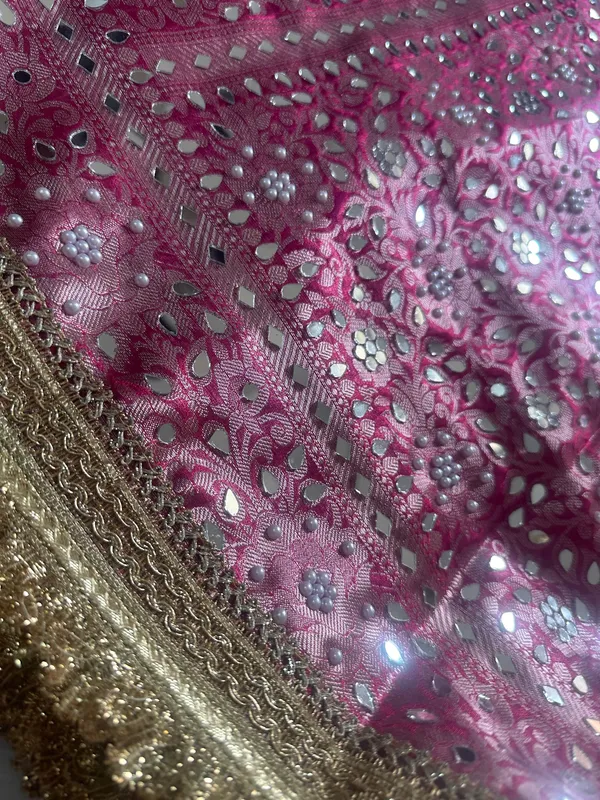 Tissue_mirror_handwork_saree_with_sabyasachi_lace