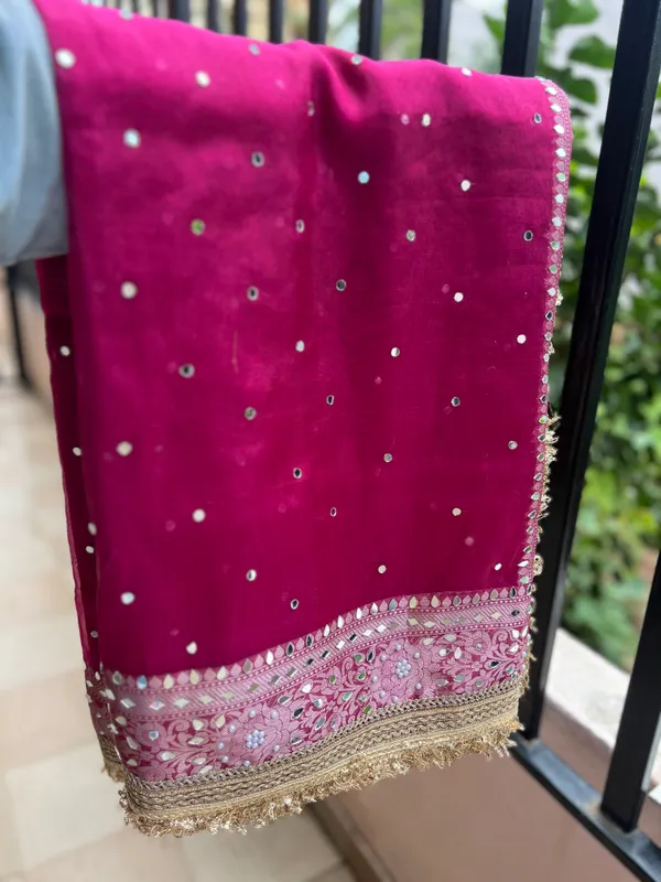 Tissue_mirror_handwork_saree_with_sabyasachi_lace
