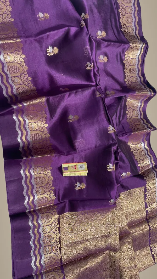 Lavender_Colour_Pure_Banarasi_Mango_Silk_Saree