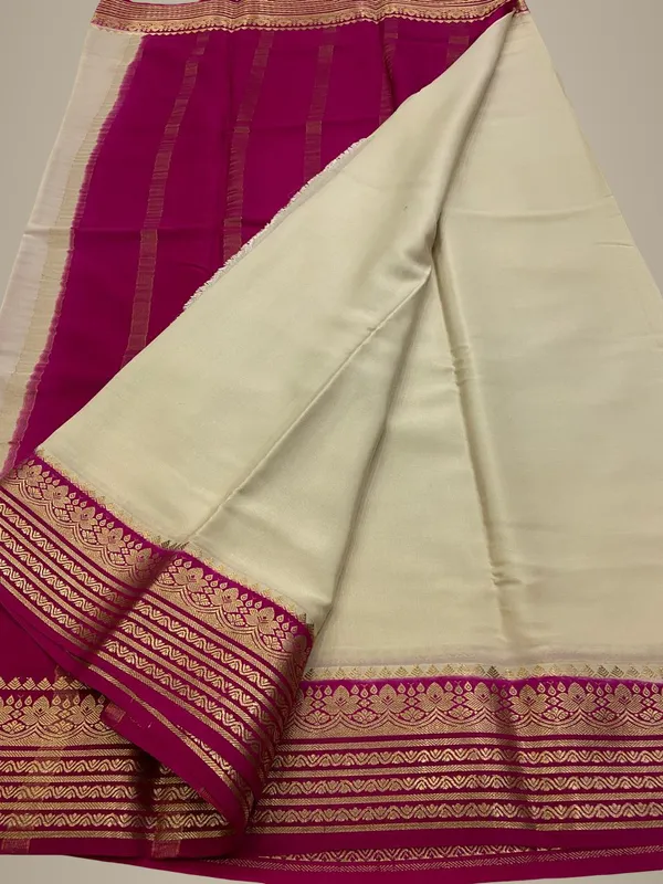 Ksic_Thickness_130_Counts_Contrast_Pallu_And_Contrast_Blouse_Pure_Mysore_Crepe_Silk_Sarees