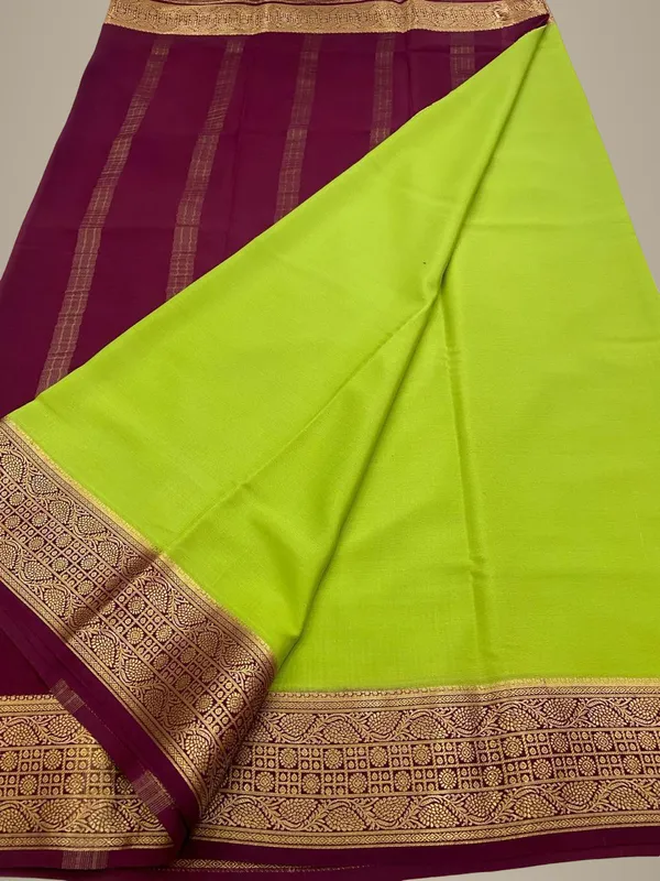 Ksic_Thickness_130_Counts_Contrast_Pallu_And_Contrast_Blouse_Pure_Mysore_Crepe_Silk_Sarees