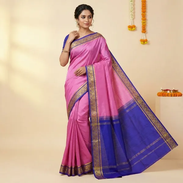 Lightweight_Contrast_Pallu_And_Contrast_Blouse_Pure_Mysore_Crepe_Silk_Sarees
