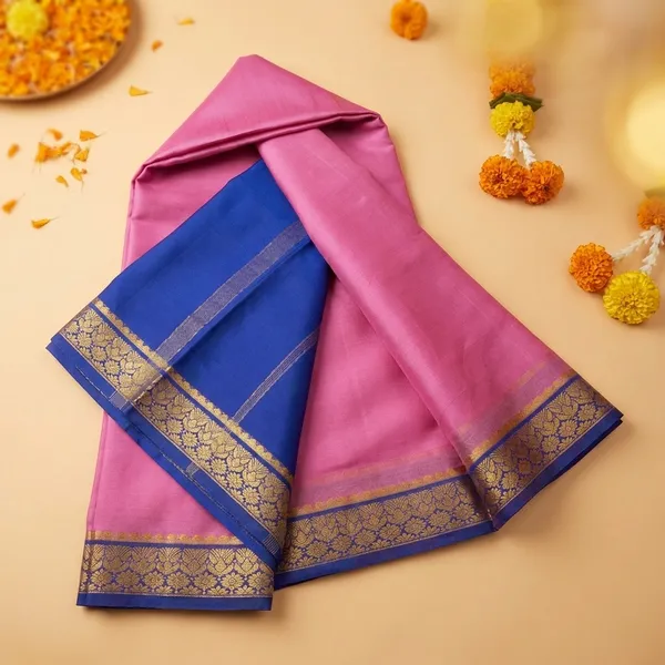 Lightweight_Contrast_Pallu_And_Contrast_Blouse_Pure_Mysore_Crepe_Silk_Sarees