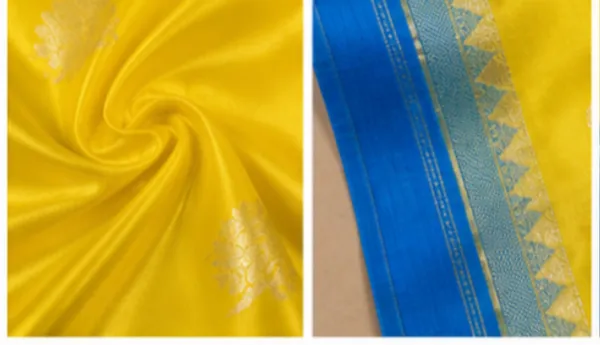 Yellow_And_Blue_Contrast_Colour_Pure_Banarasi_Mango_Silk_Saree