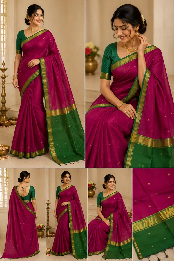 Purple_And_Green_Maheshwari_1_Inch_Border_Saree