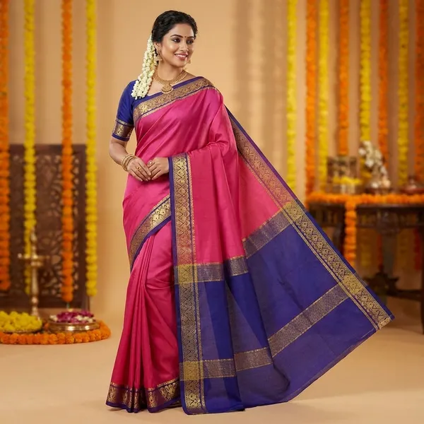 Lightweight_Contrast_Pallu_And_Contrast_Blouse_Pure_Mysore_Crepe_Silk_Sarees