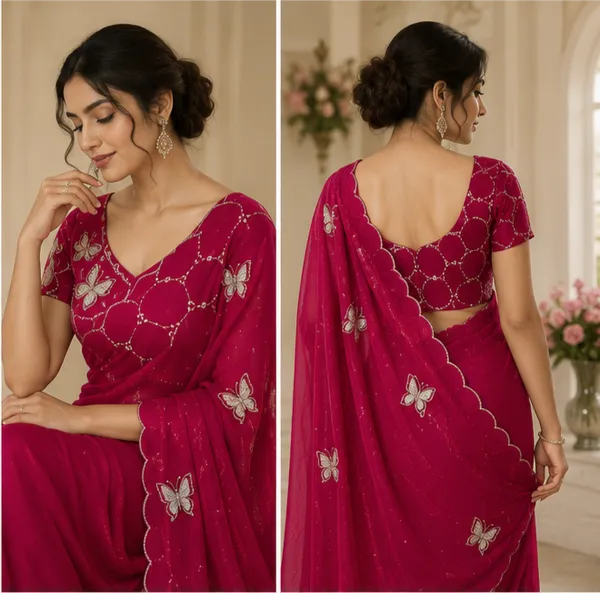 Bling_Butterfly_Reddish_Pink_Party_Wear_Saree_With_Stitched_Blouse