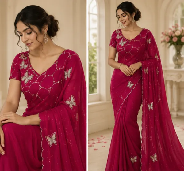 Bling_Butterfly_Reddish_Pink_Party_Wear_Saree_With_Stitched_Blouse