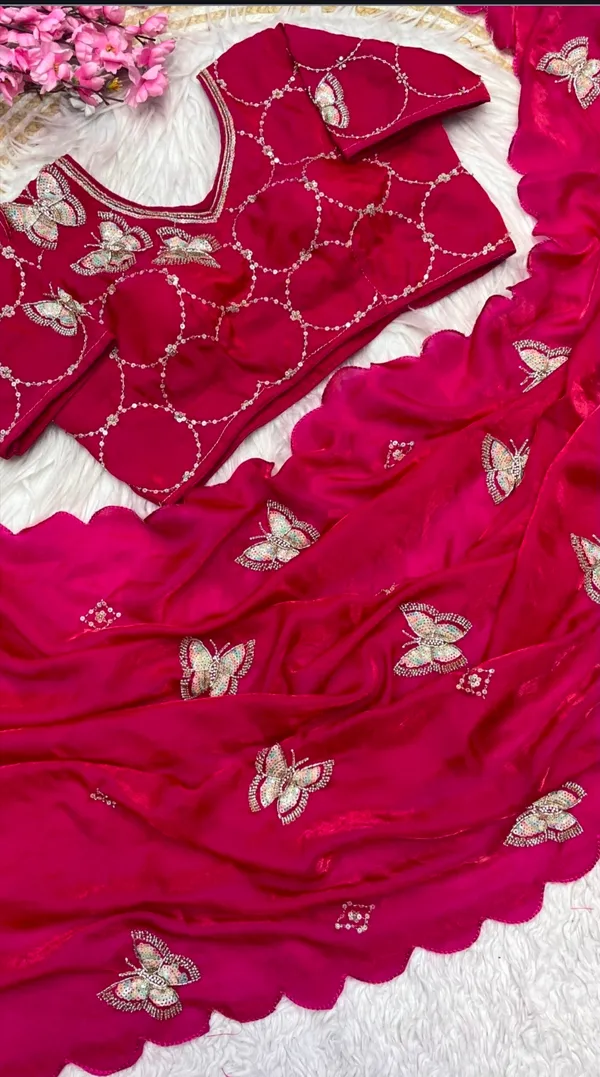 Bling_Butterfly_Reddish_Pink_Party_Wear_Saree_With_Stitched_Blouse
