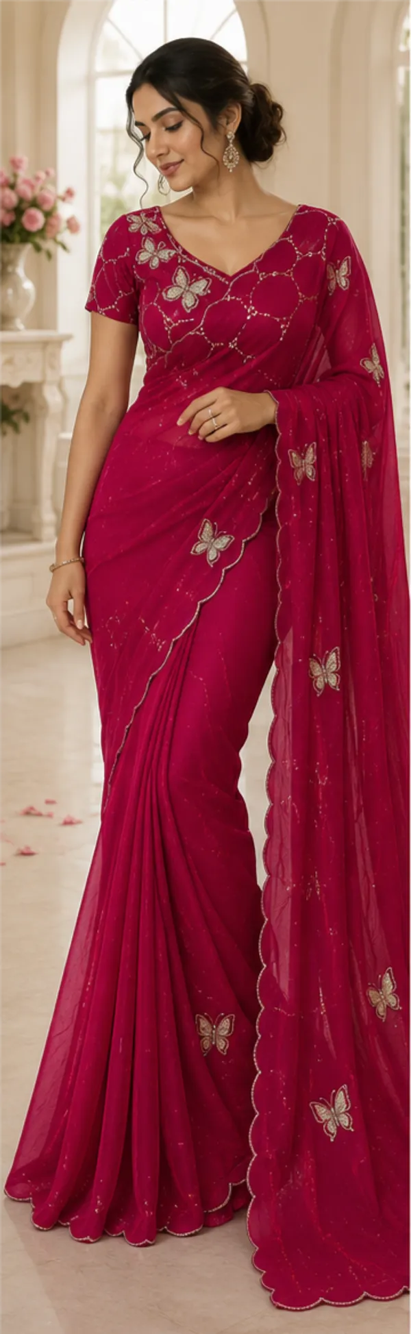 Bling_Butterfly_Reddish_Pink_Party_Wear_Saree_With_Stitched_Blouse