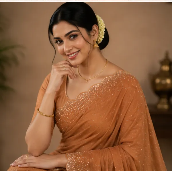 Bling_Border_Replica_Sarees_Orange_Gold