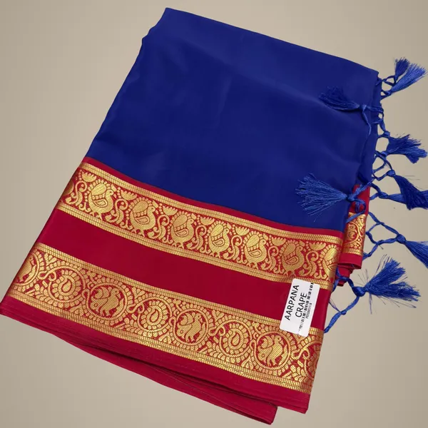 Contest_Semi_Crepe_Silk_Saree_With_Peacock_Bentex_Border