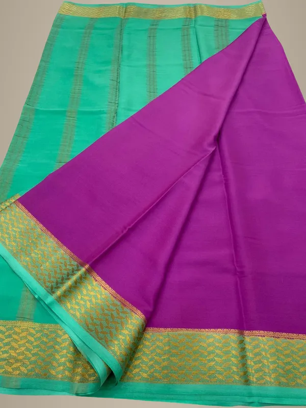 Ksic_Thickness_130_Counts_Contrast_Pallu_And_Contrast_Blouse_Pure_Mysore_Crepe_Silk_Sarees