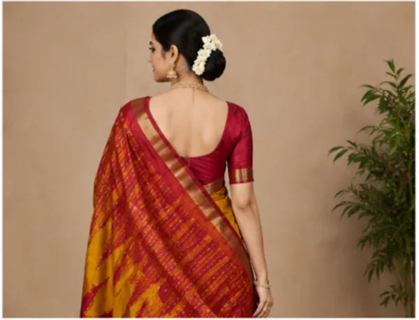 Dola_Silk_Sarees_With_Temple_Border(Orange_And_Red)