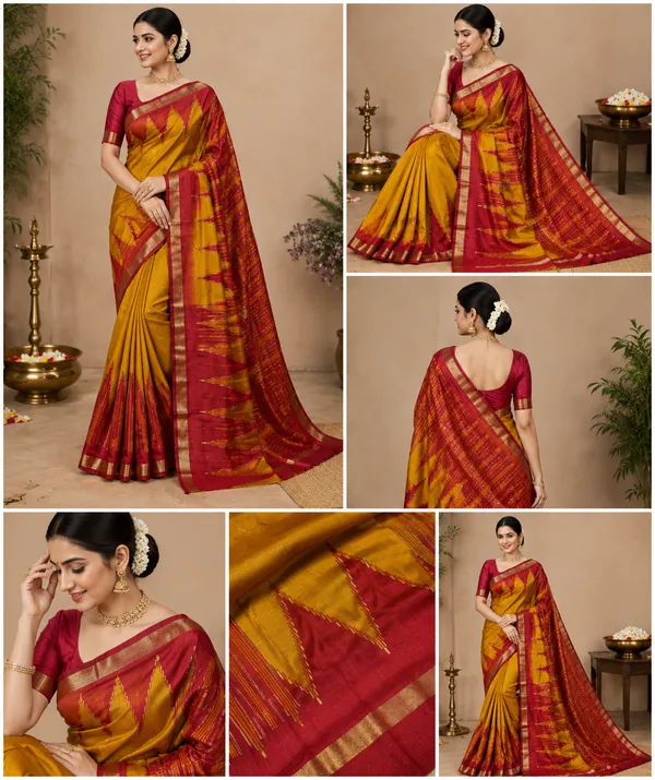 Dola_Silk_Sarees_With_Temple_Border(Orange_And_Red)