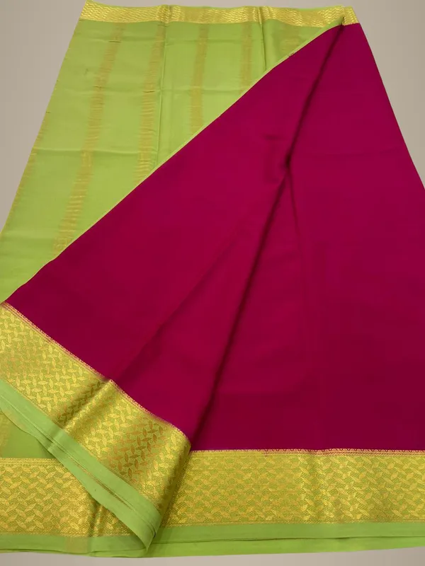 Ksic_Thickness_130_Counts_Contrast_Pallu_And_Contrast_Blouse_Pure_Mysore_Crepe_Silk_Sarees