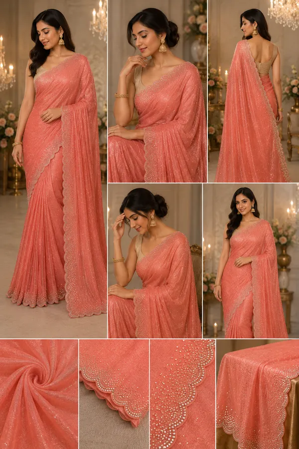 Bling_Border_Replica_Sarees_Peach_Pink