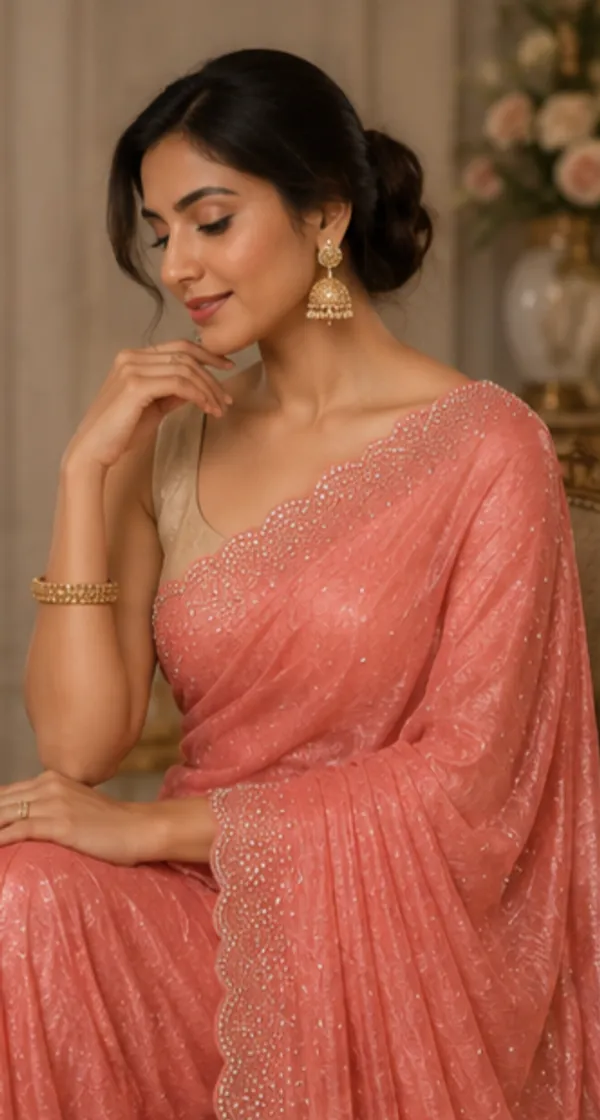 Bling_Border_Replica_Sarees_Peach_Pink