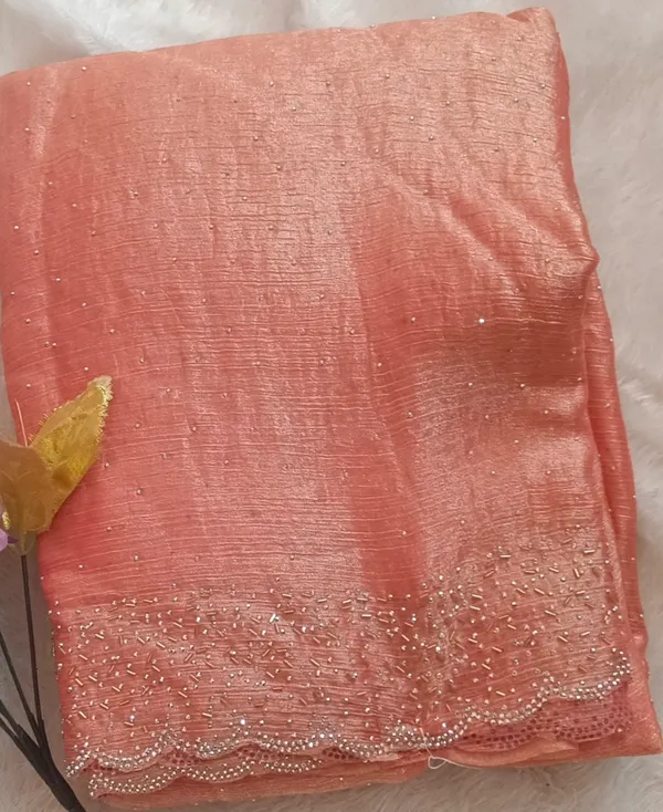 Bling_Border_Replica_Sarees_Peach_Pink