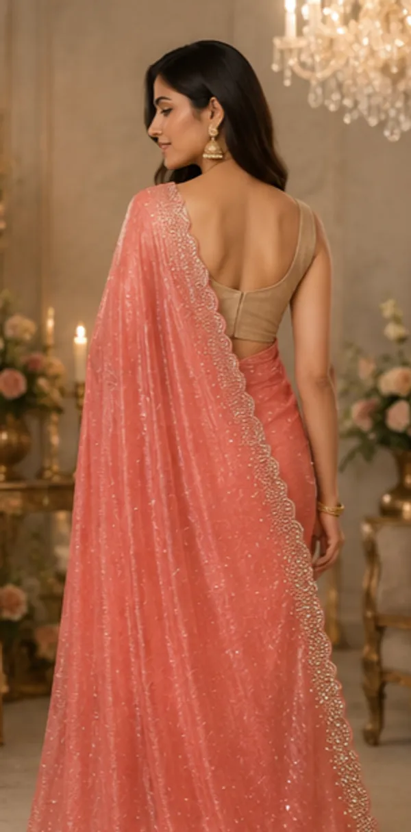 Bling_Border_Replica_Sarees_Peach_Pink