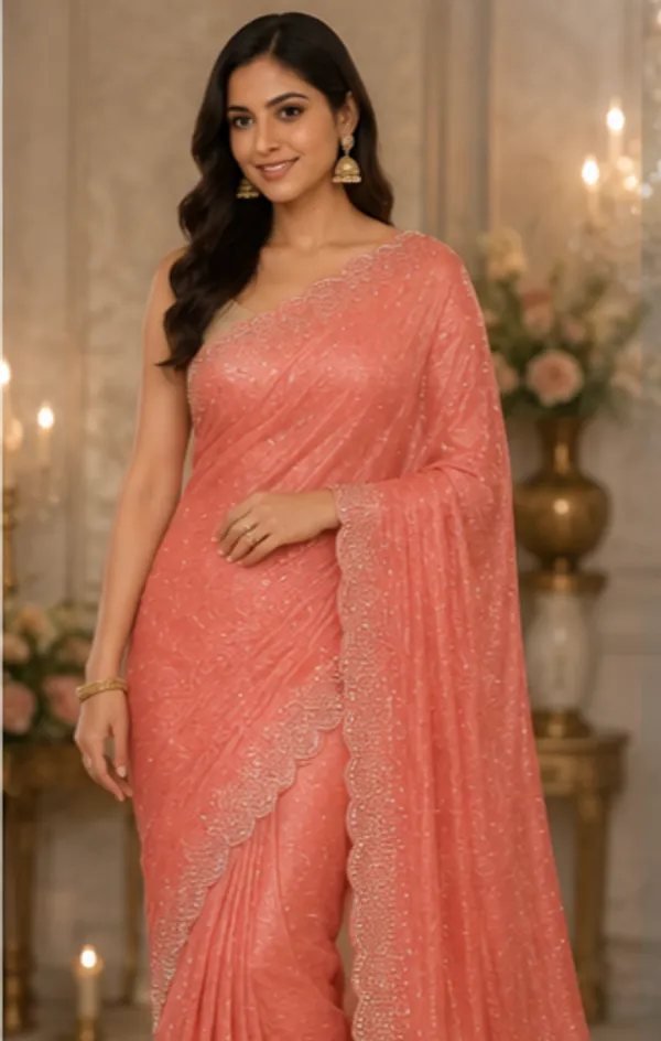 Bling_Border_Replica_Sarees_Peach_Pink