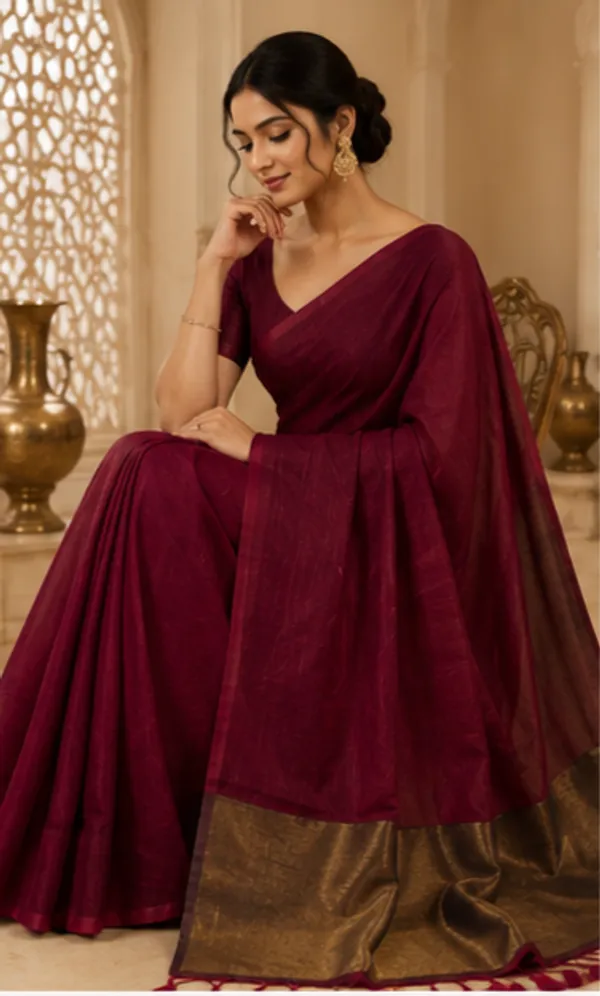 Maroon_Cotton_By_Silk_Pallu_Sarees/Giccha