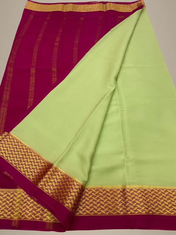 Ksic_Thickness_130_Counts_Contrast_Pallu_And_Contrast_Blouse_Pure_Mysore_Crepe_Silk_Sarees