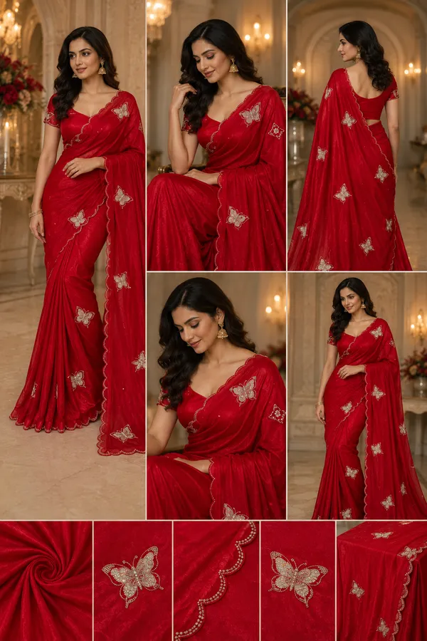Bling_Butterfly_Red_Partywear_Saree_With_Stitched_Blouse