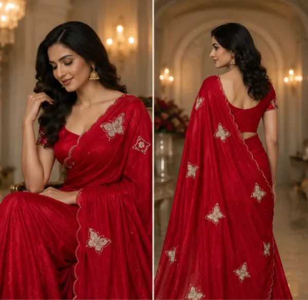 Bling_Butterfly_Red_Partywear_Saree_With_Stitched_Blouse