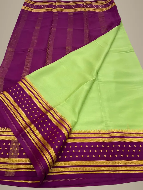 Ksic_Thickness_130_Counts_Contrast_Pallu_And_Contrast_Blouse_Pure_Mysore_Crepe_Silk_Sarees