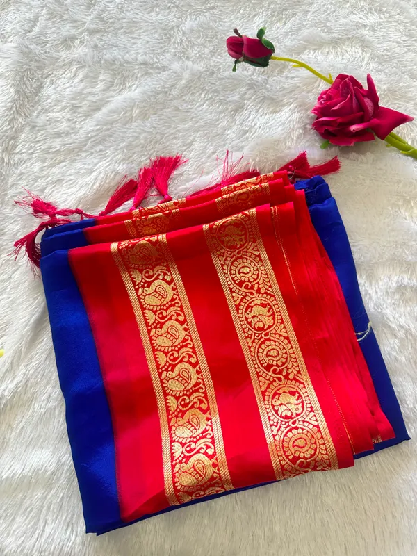Contest_Semi_Crepe_Silk_Saree_With_Peacock_Bentex_Border
