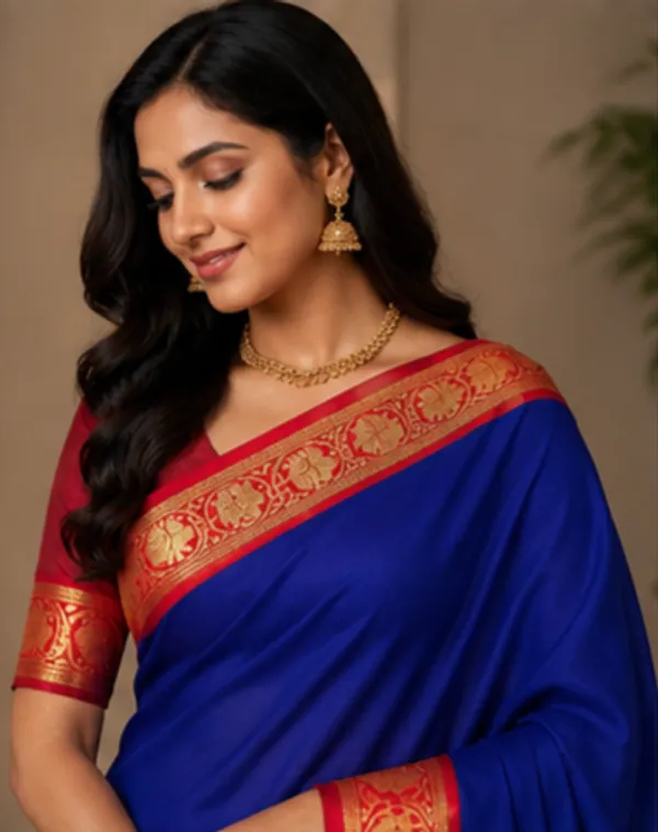 Contest_Semi_Crepe_Silk_Saree_With_Peacock_Bentex_Border