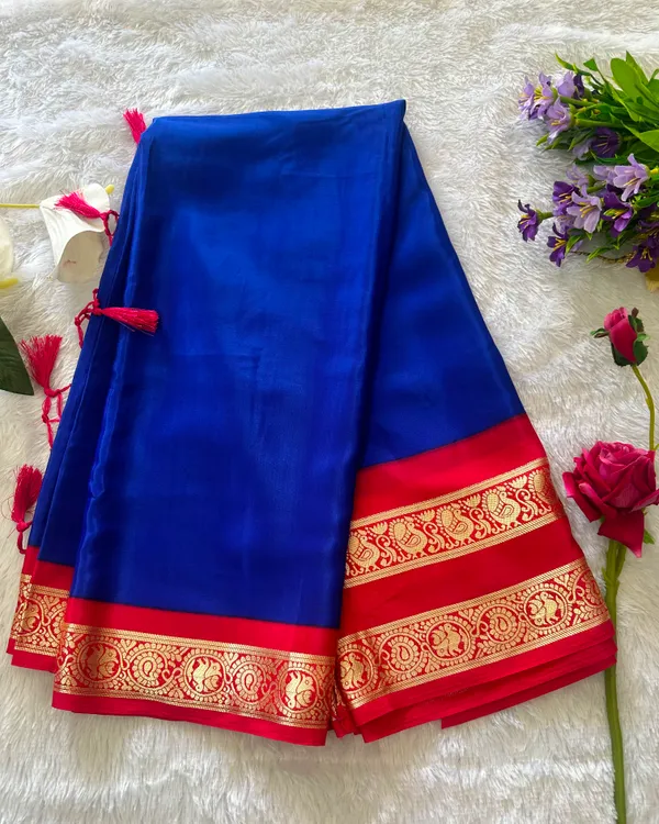 Contest_Semi_Crepe_Silk_Saree_With_Peacock_Bentex_Border