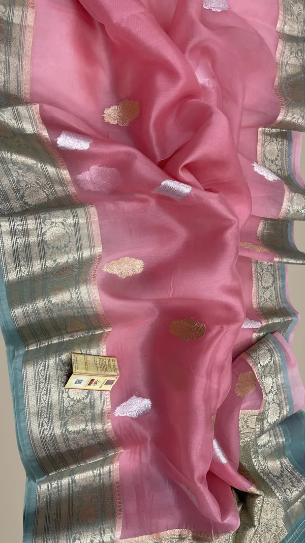 Pink_And_Green_Banarasi_Kora_Organza_Saree