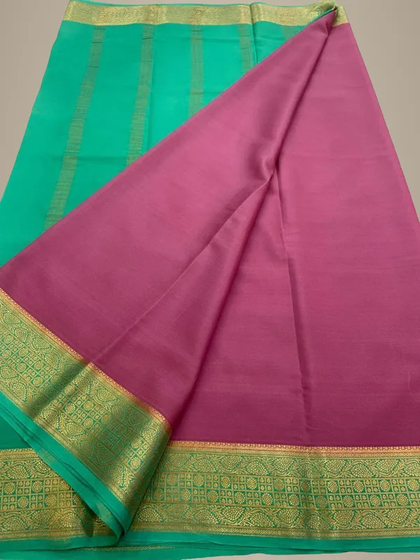Ksic_Thickness_130_Counts_Contrast_Pallu_And_Contrast_Blouse_Pure_Mysore_Crepe_Silk_Sarees