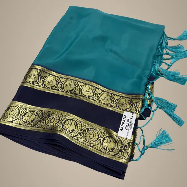 Contest_Semi_Crepe_Silk_Saree_With_Peacock_Bentex_Border