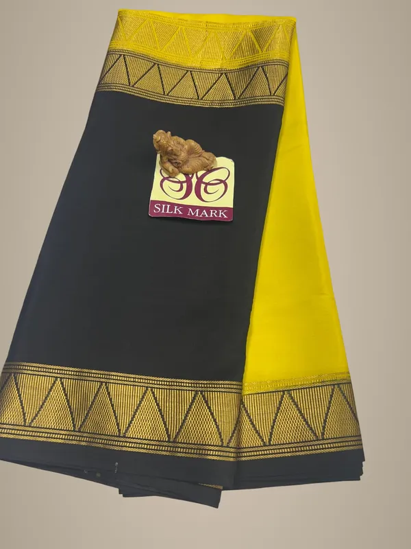 Half_And_Half_Yellow_And_Black_Pure_Crepe_Silk_Sarees_With_Silk_Mark_Pure_Mysore_Crepe_Silk_Sarees_With_Running_Blouse_Piece