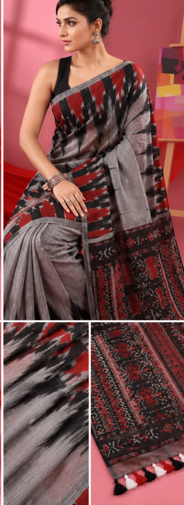 Brown_And_Powder_Grey_Maheshwari_1_Inch_Border_Saree