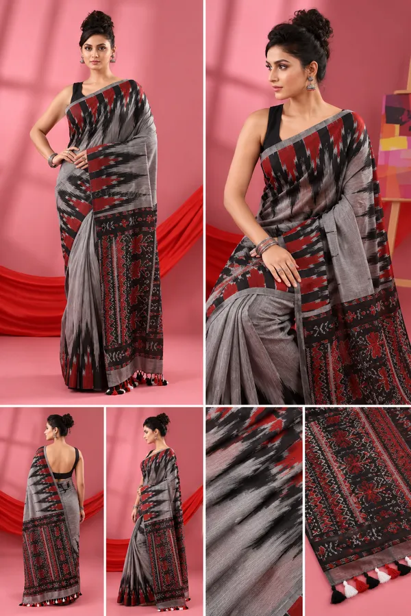 Brown_And_Powder_Grey_Maheshwari_1_Inch_Border_Saree